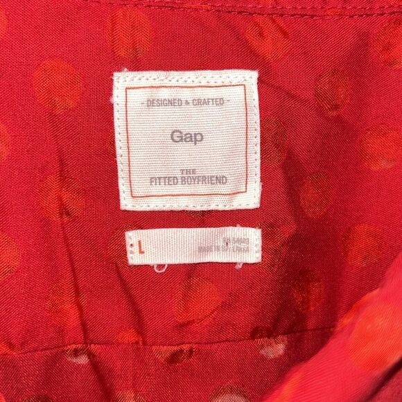 Gap Fitted Boyfriend Red Button Sheer Shirt(Size Large) - Picture 5 of 8